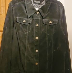 For Joseph 100% Suede Black Button up Jacket Coat / Shirt Size XL